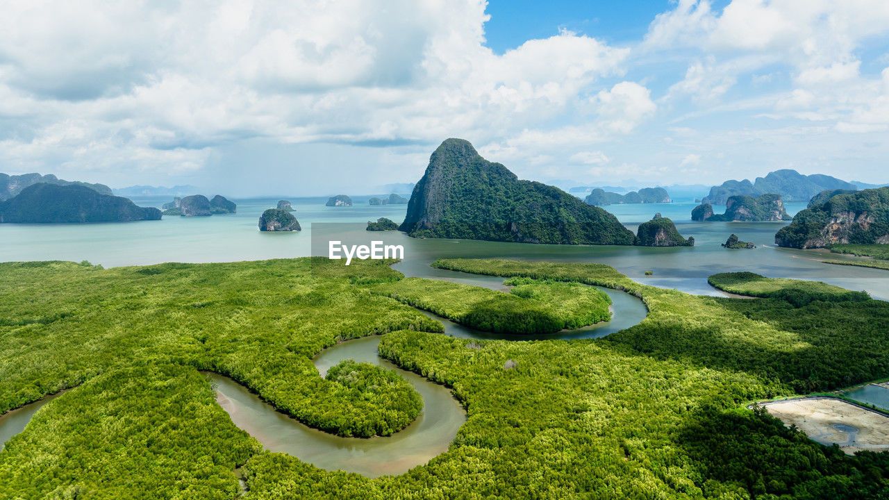 high angle view of sea against sky