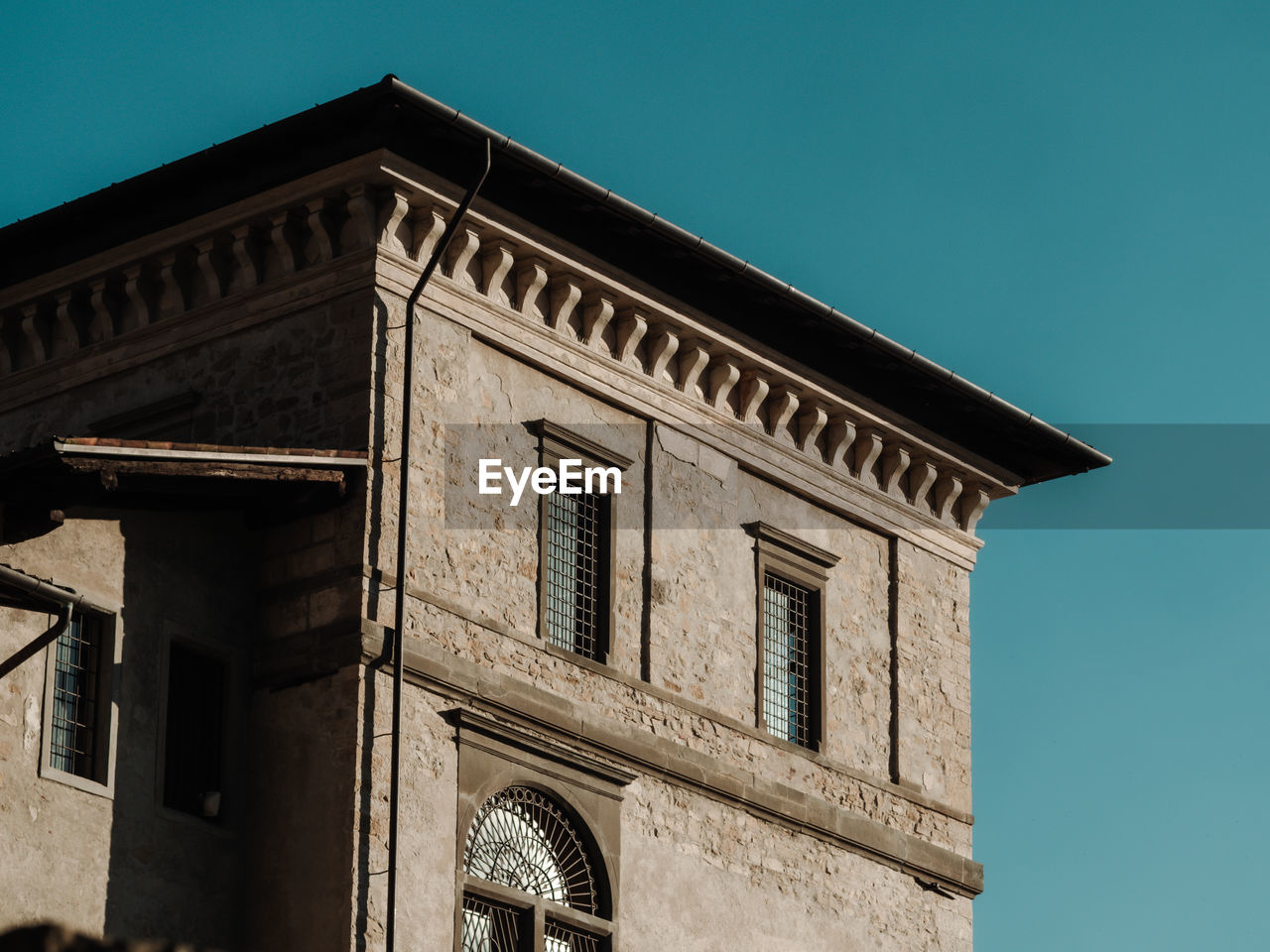 Low angle view of building against clear sky