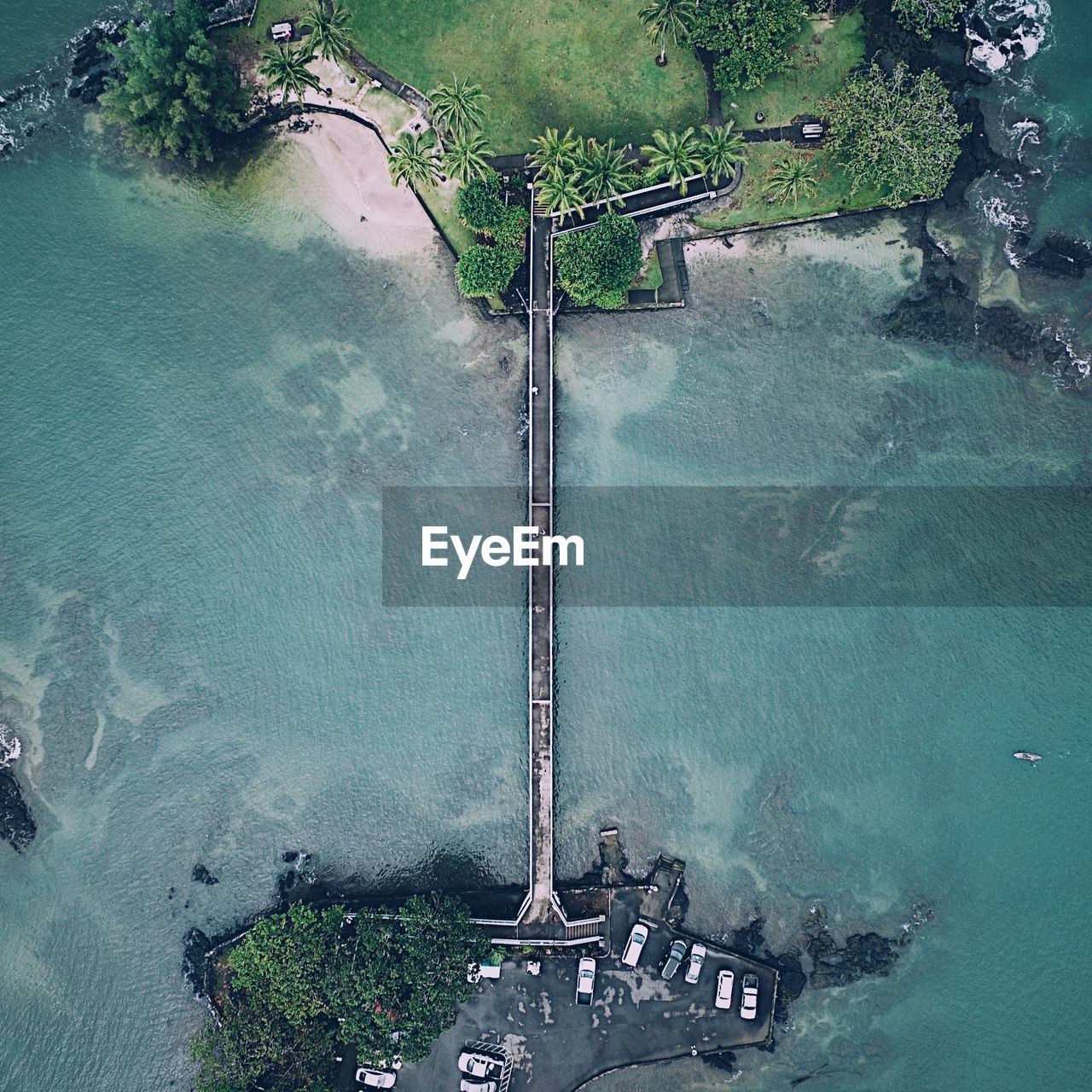 Aerial view of bridge over sea