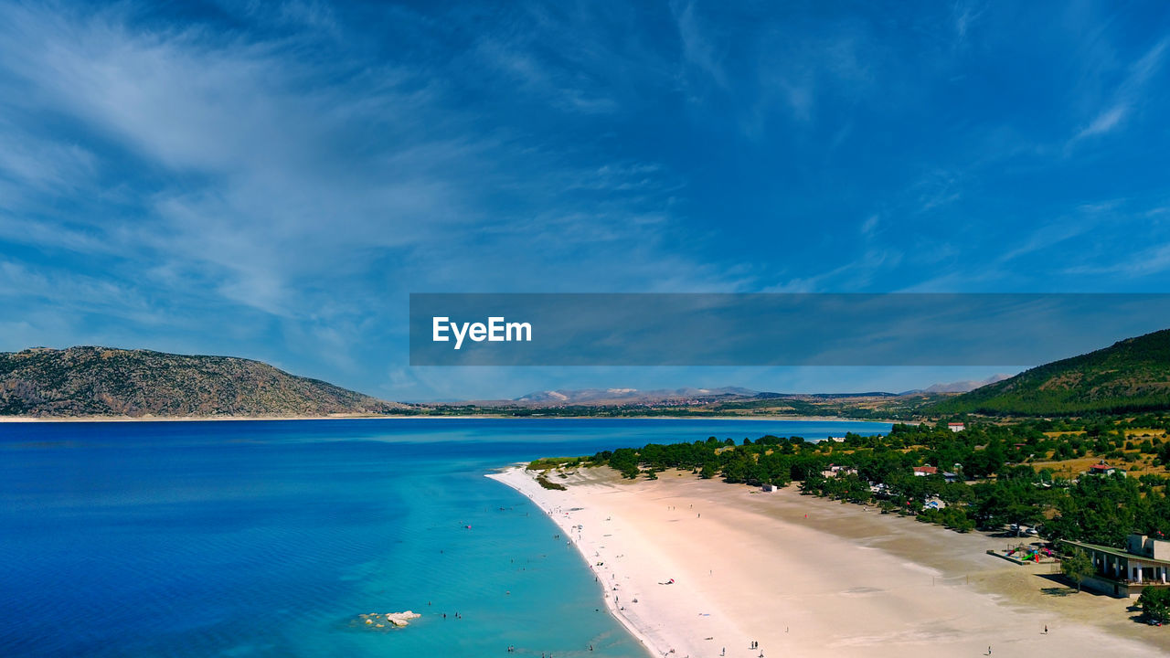 Scenic view of sea against blue sky