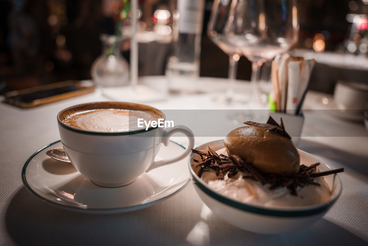 high angle view of coffee on table