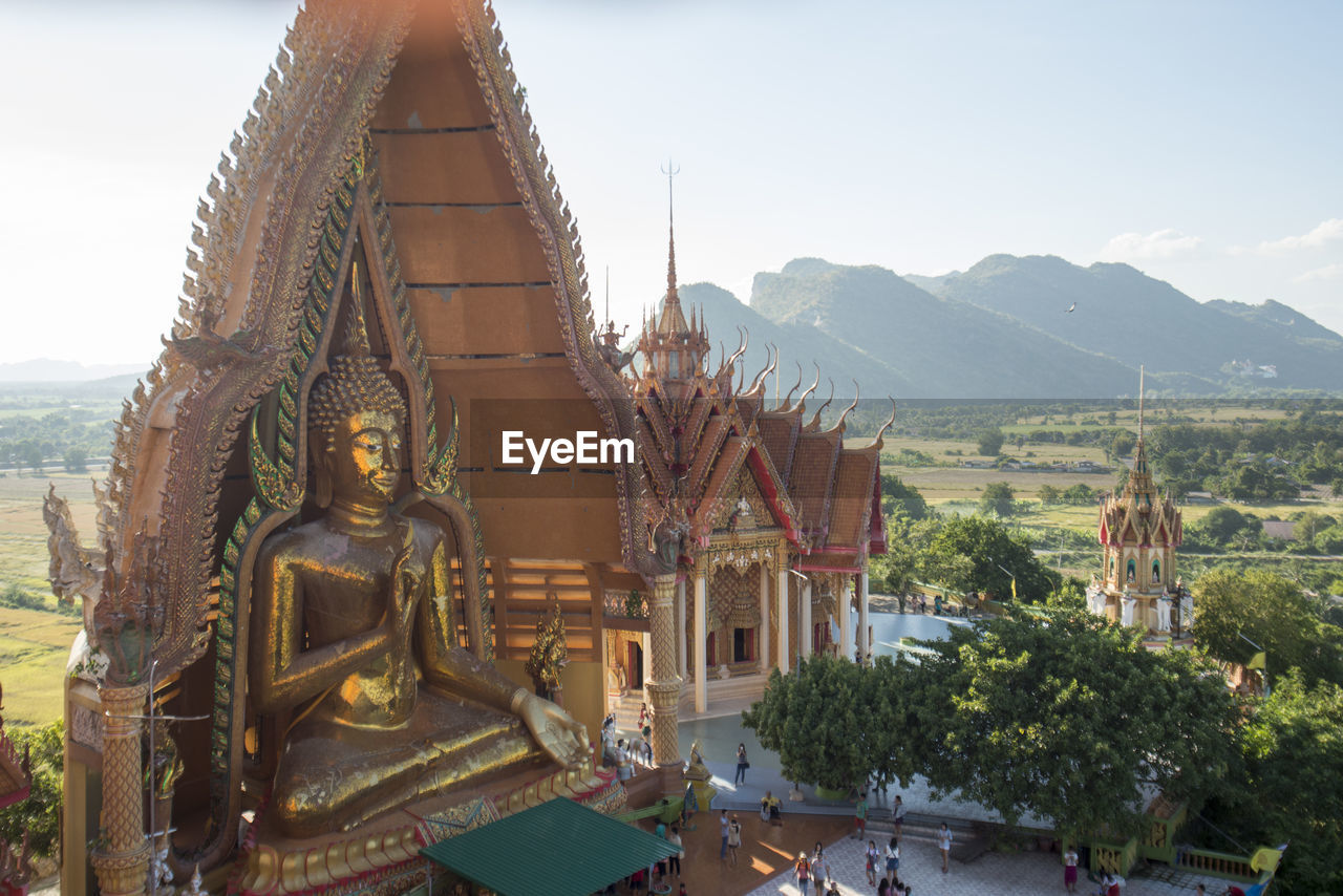 High angle view of buddha statue