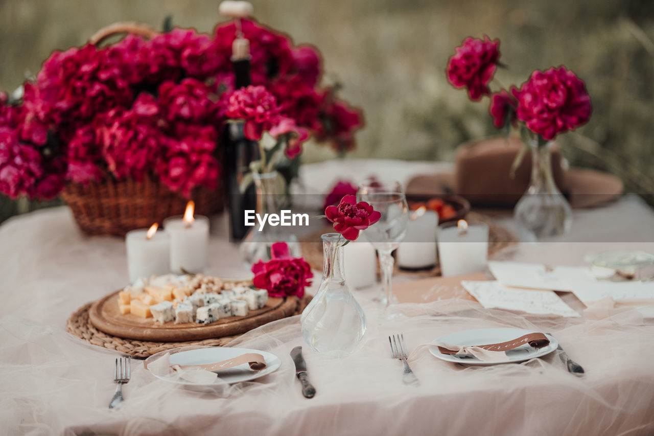 View of flowers in pot on table