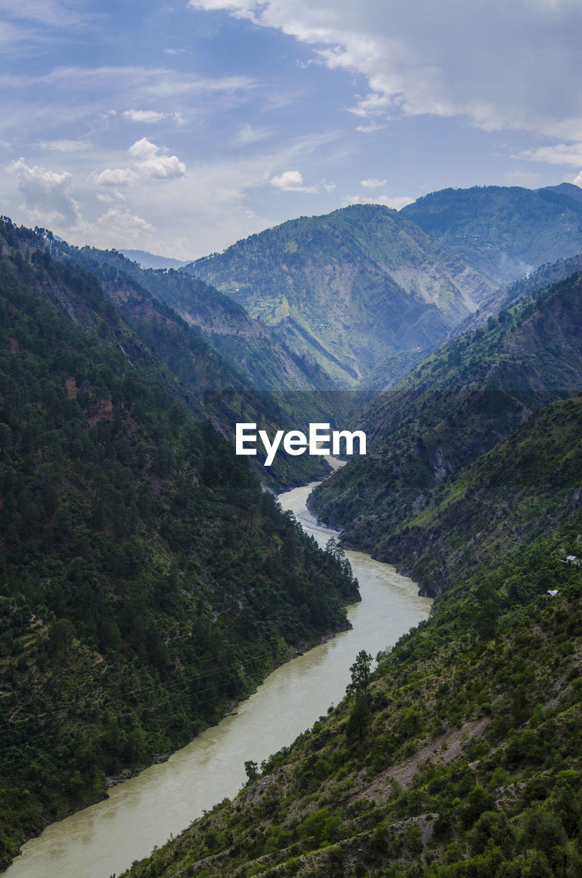 Scenic view of mountains against sky