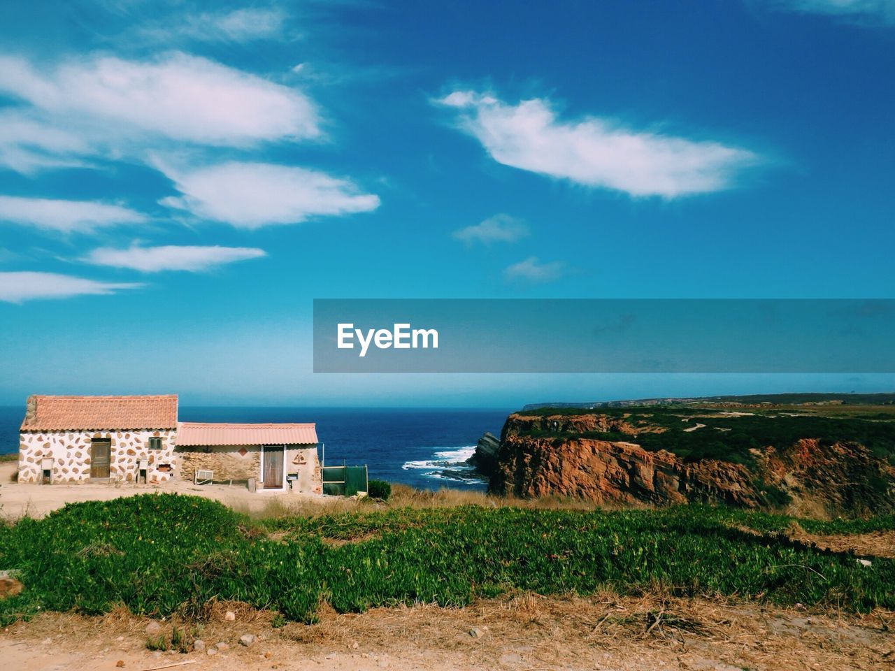 Scenic view of sea against cloudy sky