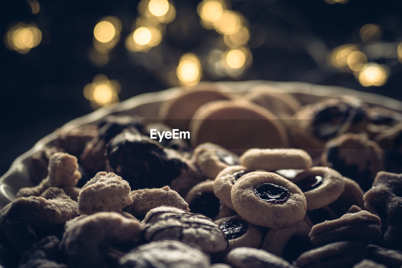 Close-up of cookies in plate