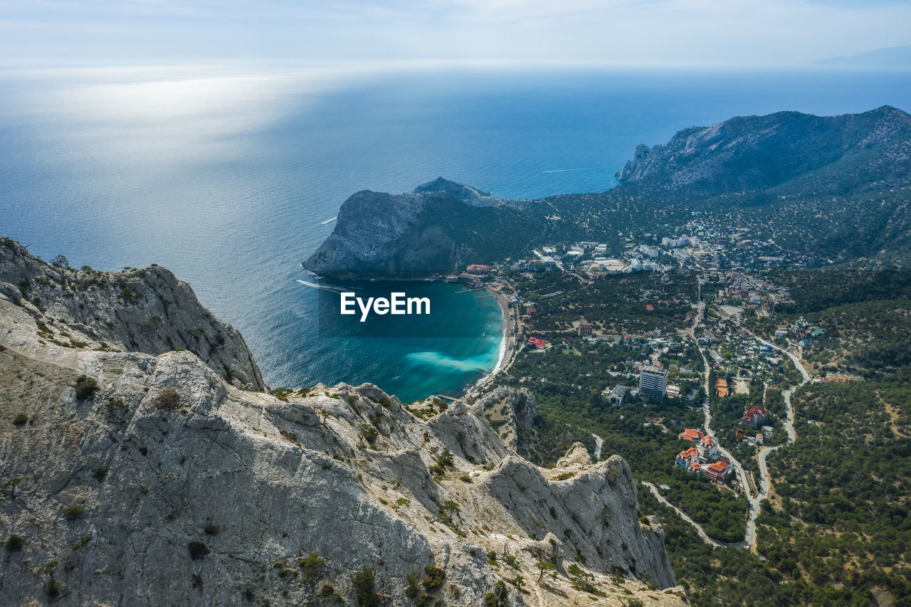 Novyi svit town in crimea. view from the top of falcon sokol mountain