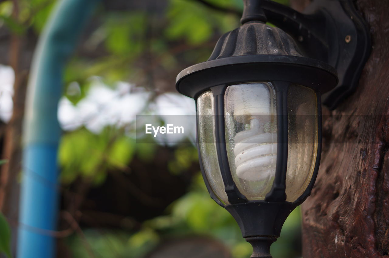 Low angle view of electric lamp