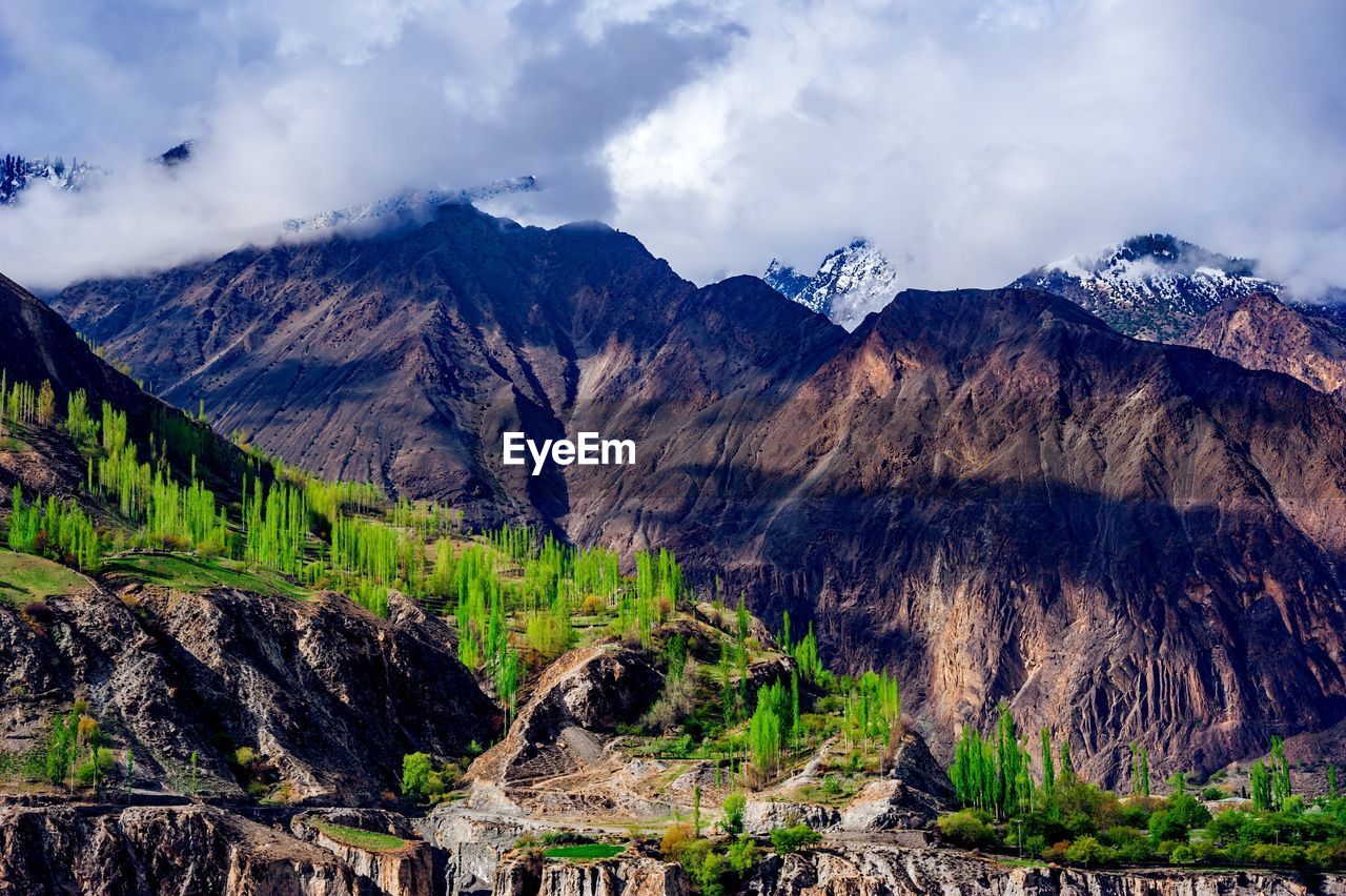 Scenic view of mountains against sky