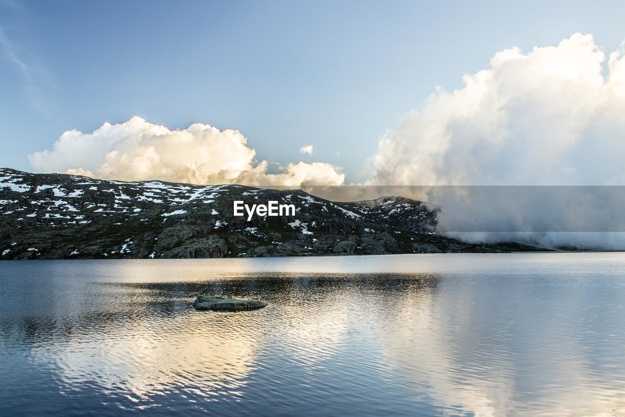 Scenic view of lake against sky