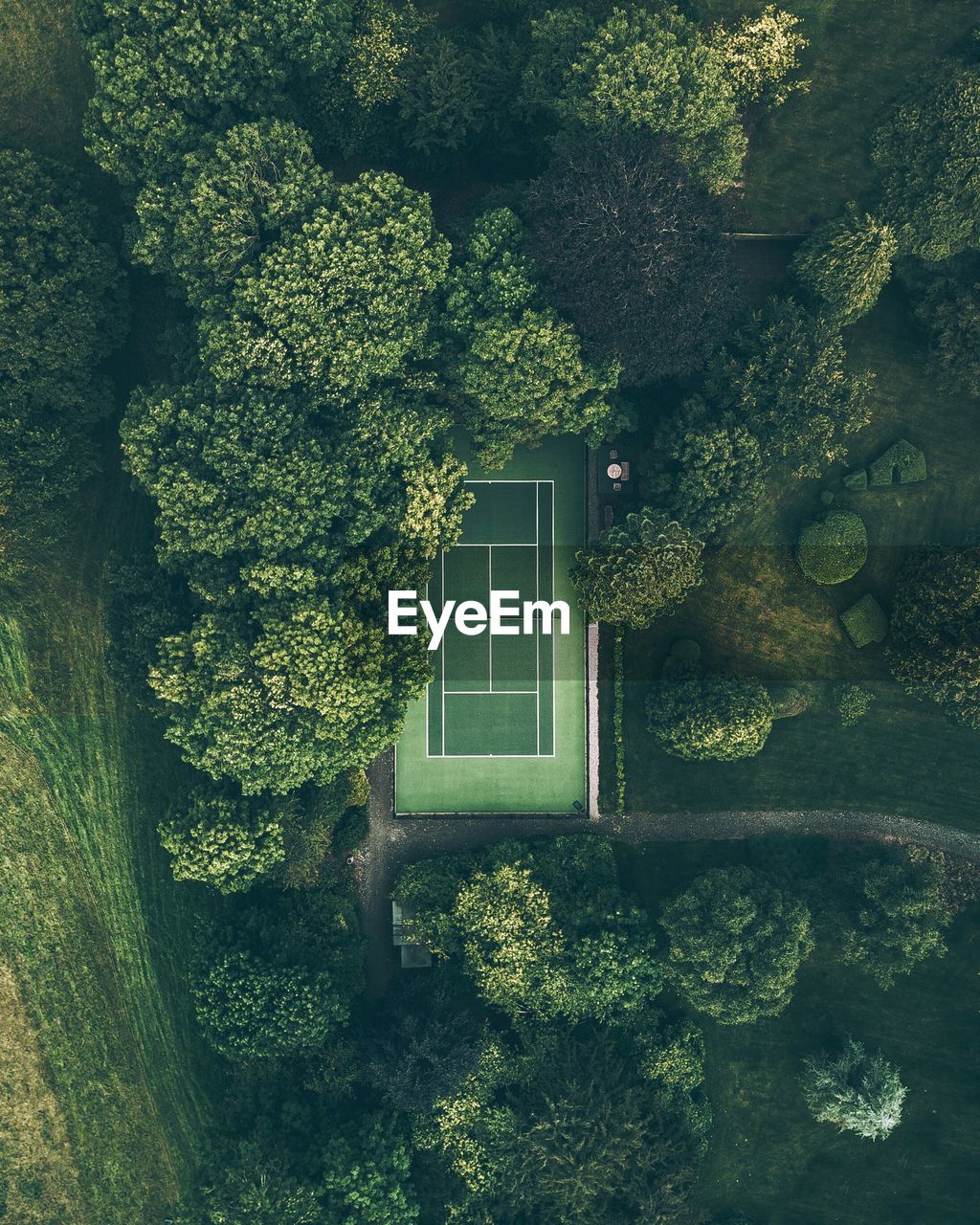 Aerial view of tennis court