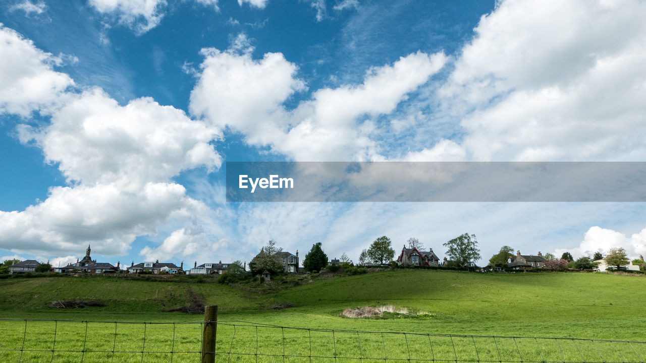 PANORAMIC SHOT OF FIELD AGAINST SKY