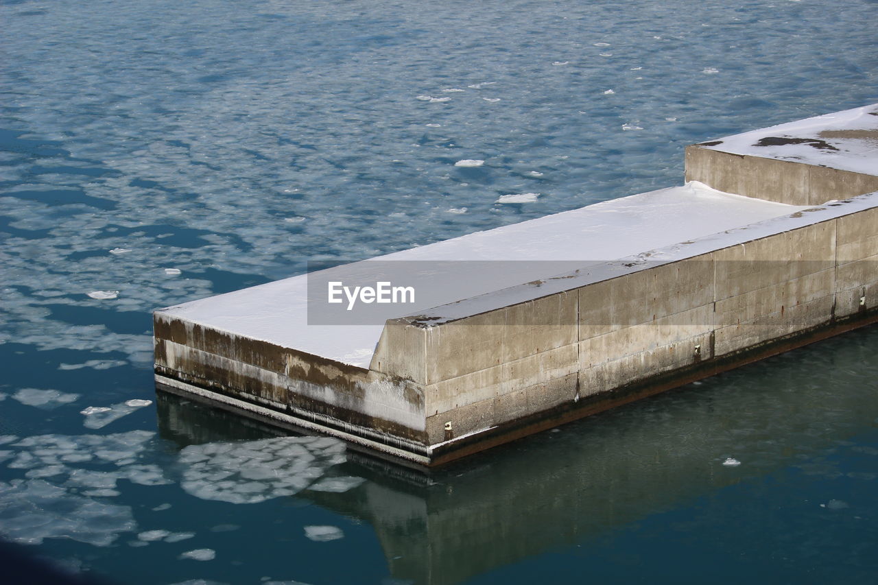 High angle view of ship in sea