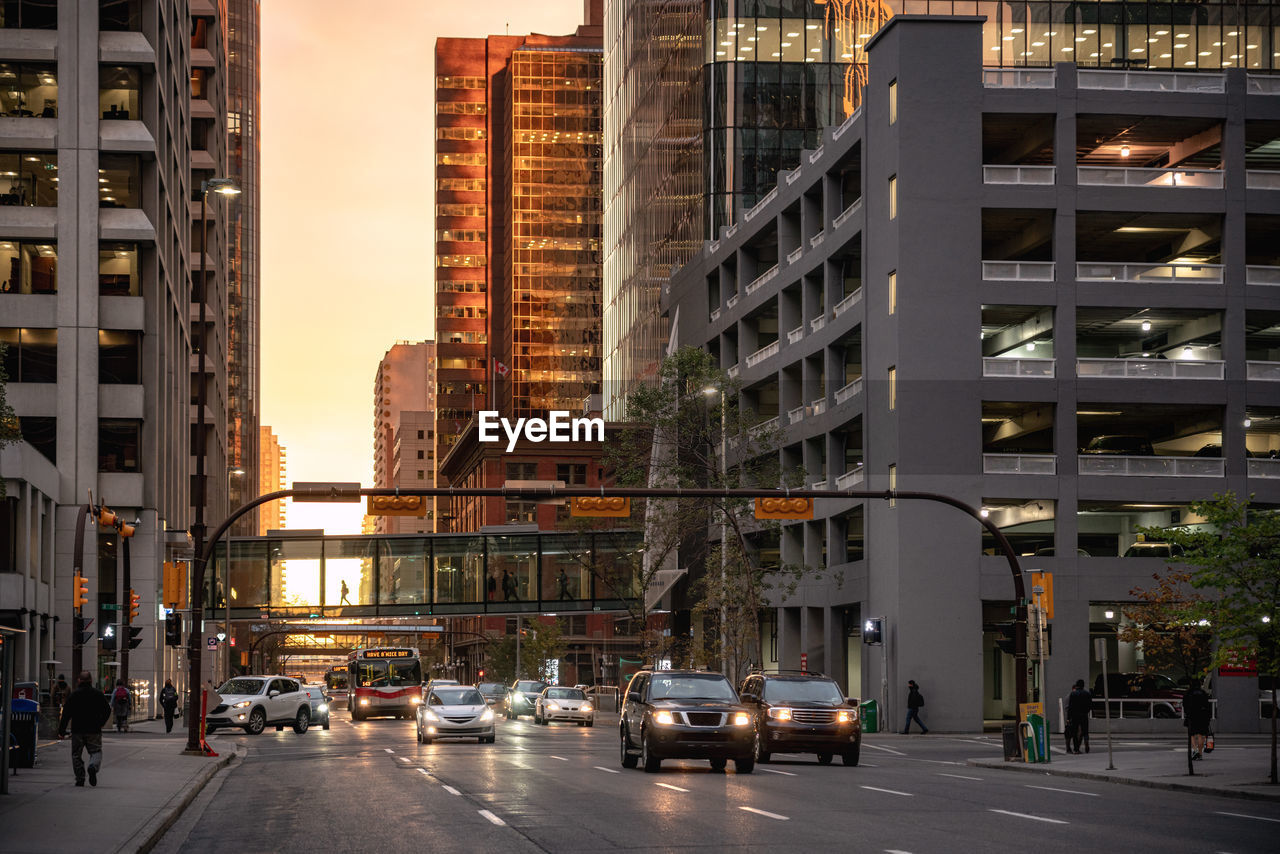 Exterior of modern buildings in city calgary 