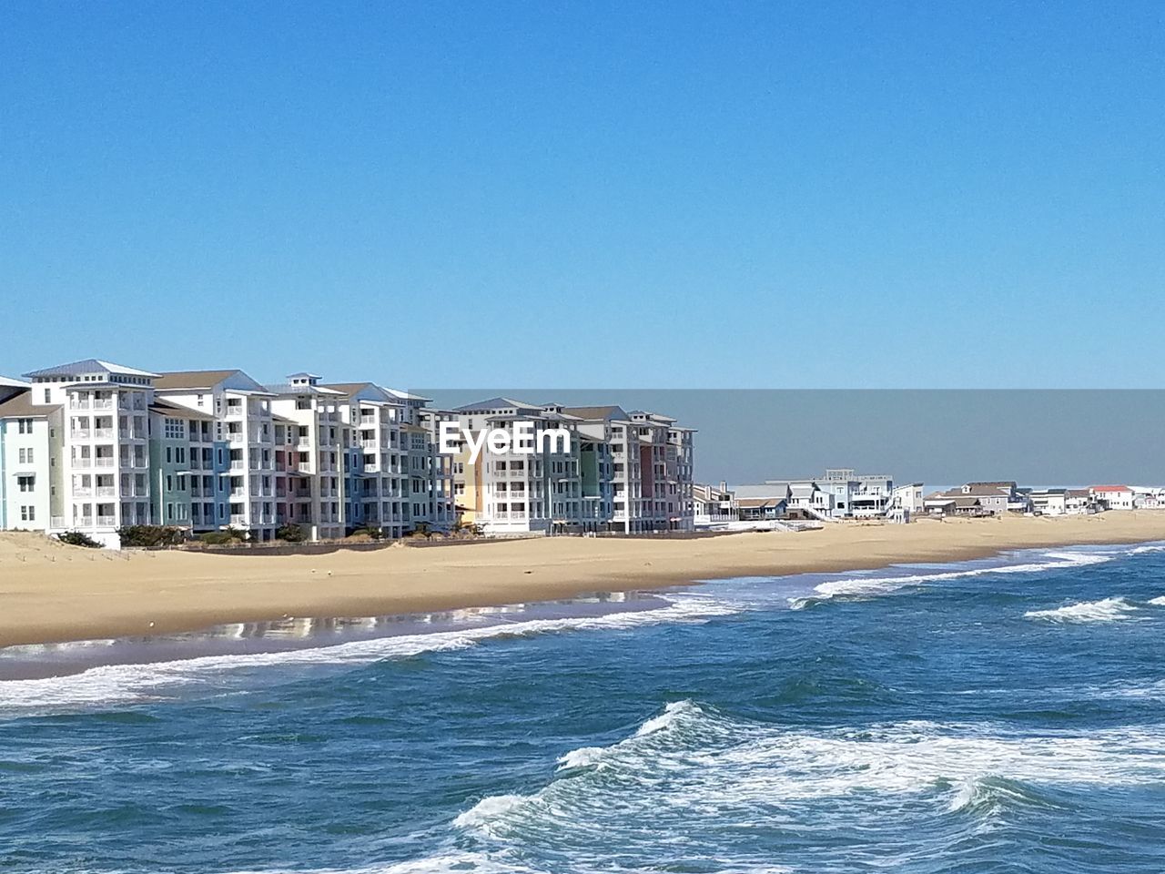 SCENIC VIEW OF BEACH AGAINST CLEAR BLUE SKY