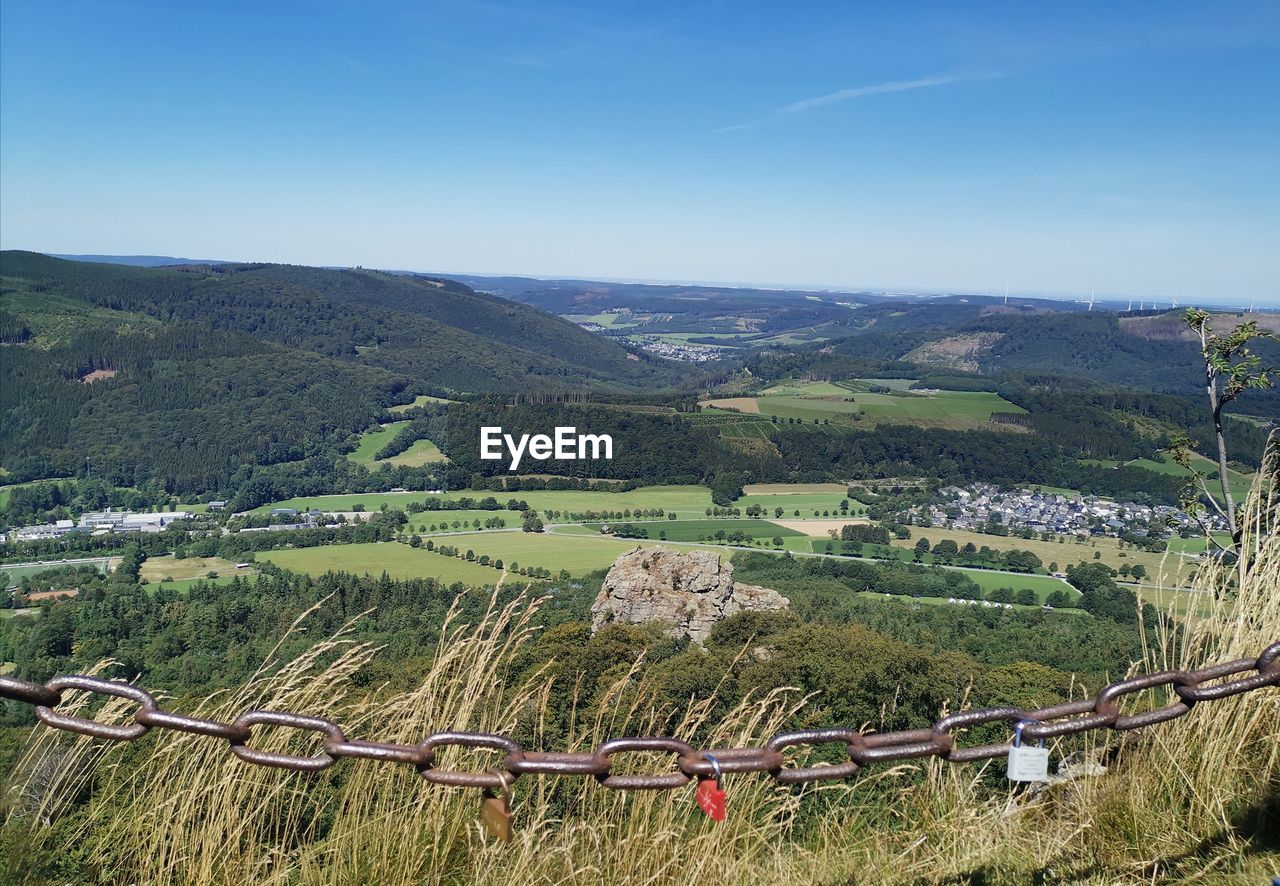 Aerial view of agricultural field against sky