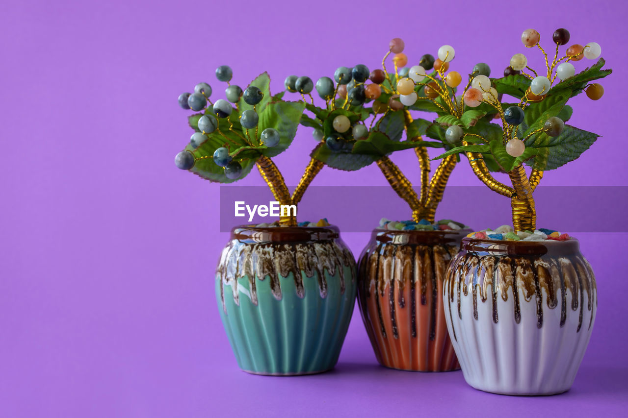 purple, plant, flower, studio shot, indoors, no people, nature, colored background, decoration, food, food and drink, flowering plant, freshness, still life, vase, blue