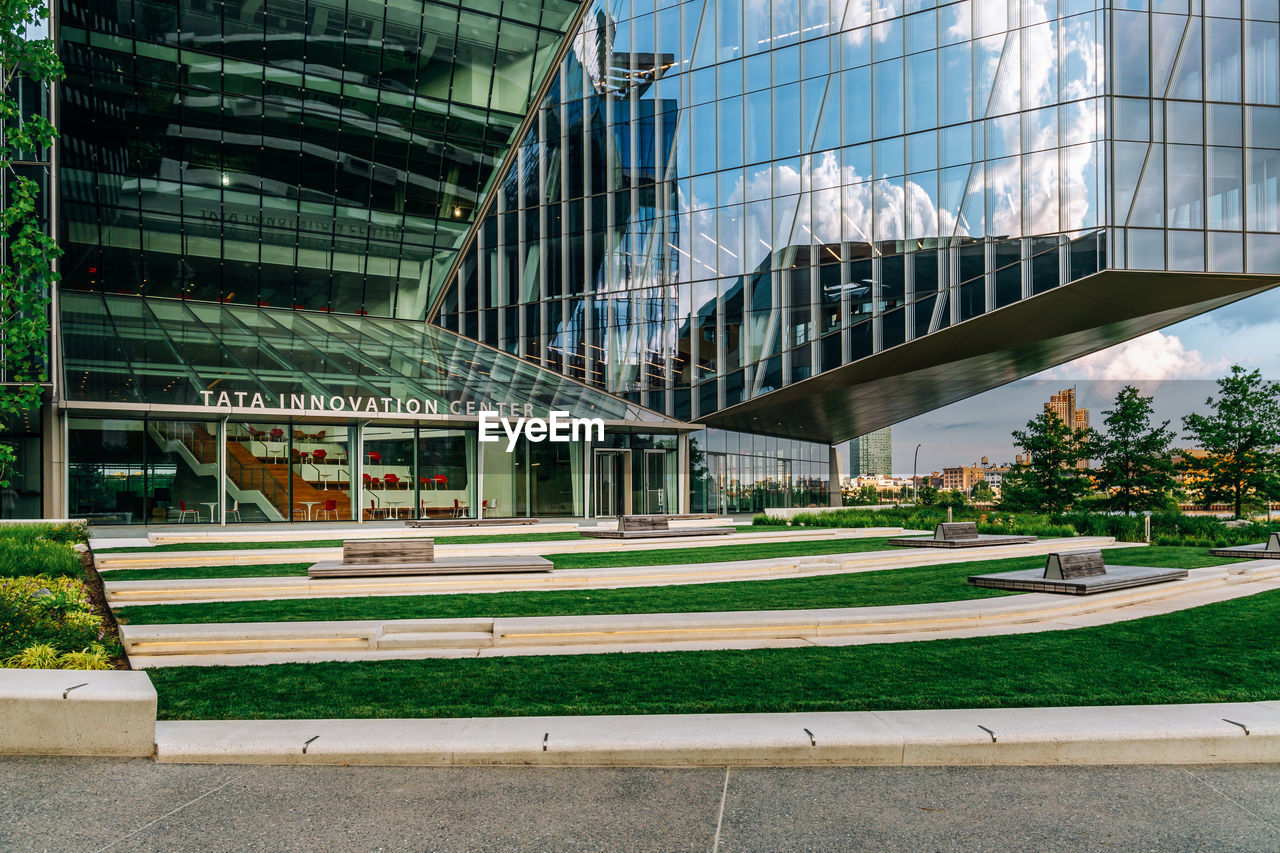 MODERN BUILDING SEEN FROM GLASS