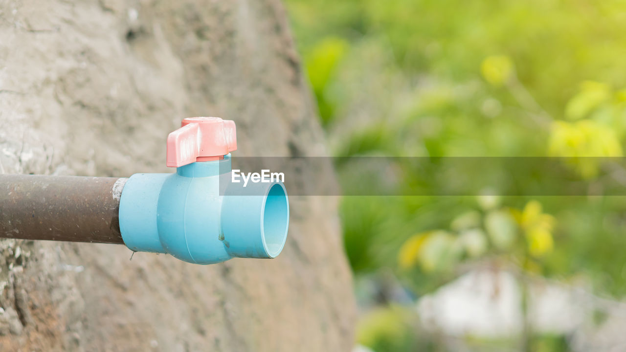 CLOSE-UP OF HAND HOLDING TOY ON PLANT