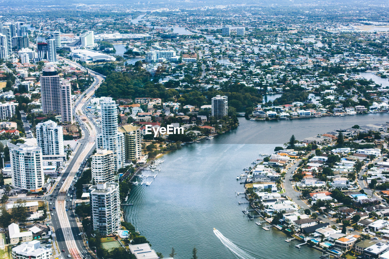 High angle view of city