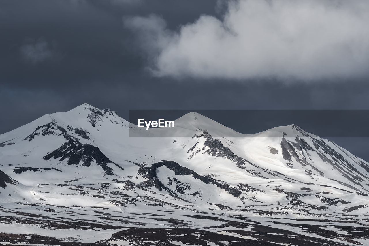 SCENIC VIEW OF SNOWCAPPED MOUNTAINS AGAINST SKY DURING WINTER