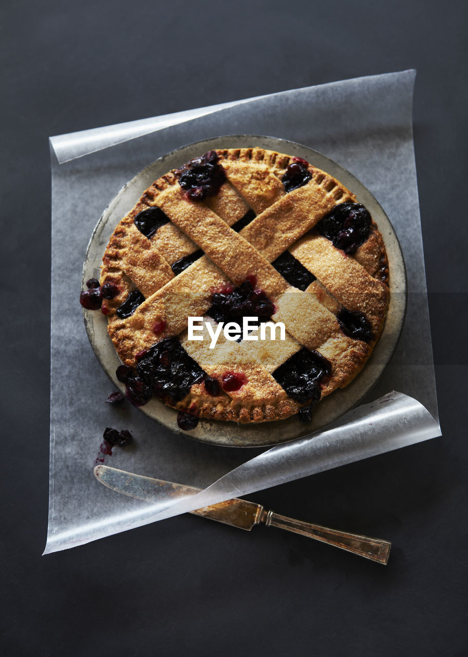 Fresh baked warm blueberry pie
