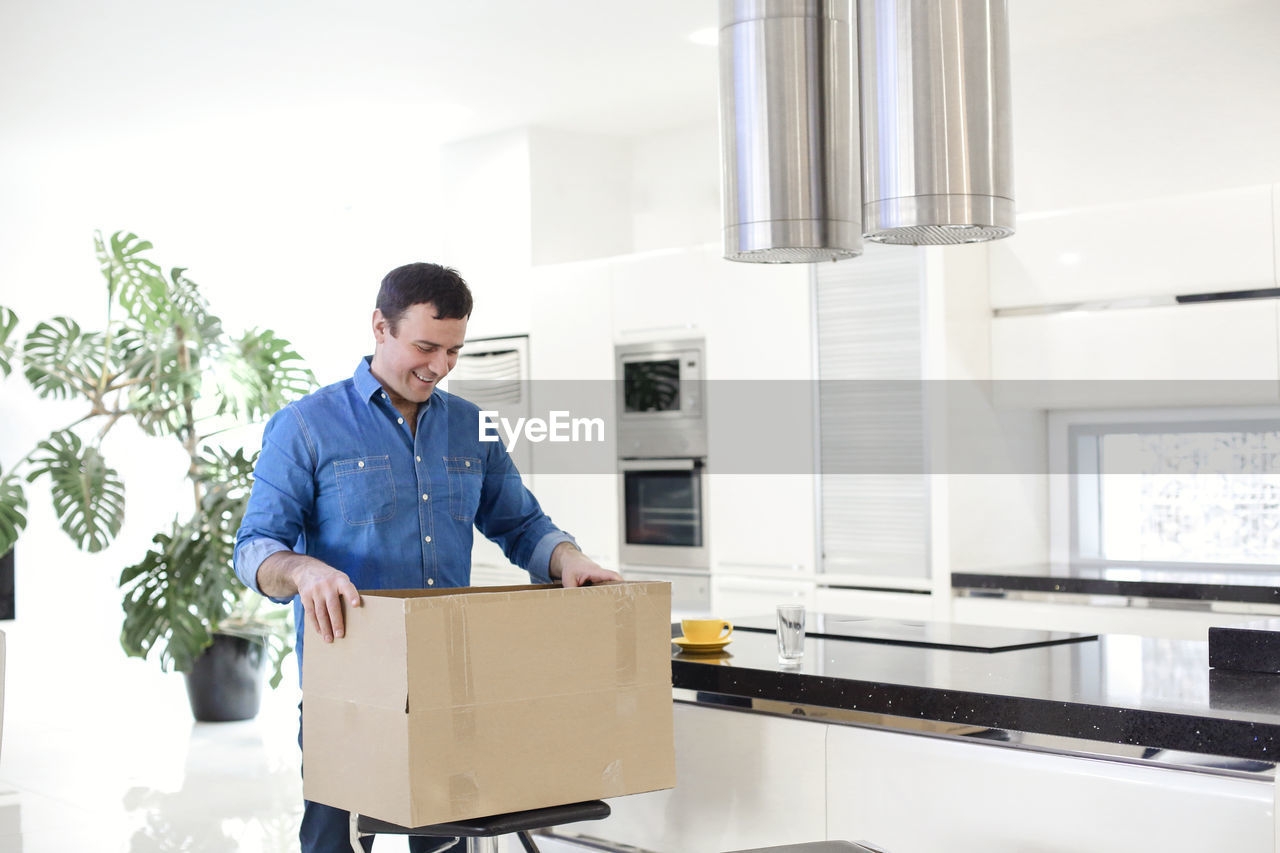 side view of man working at office