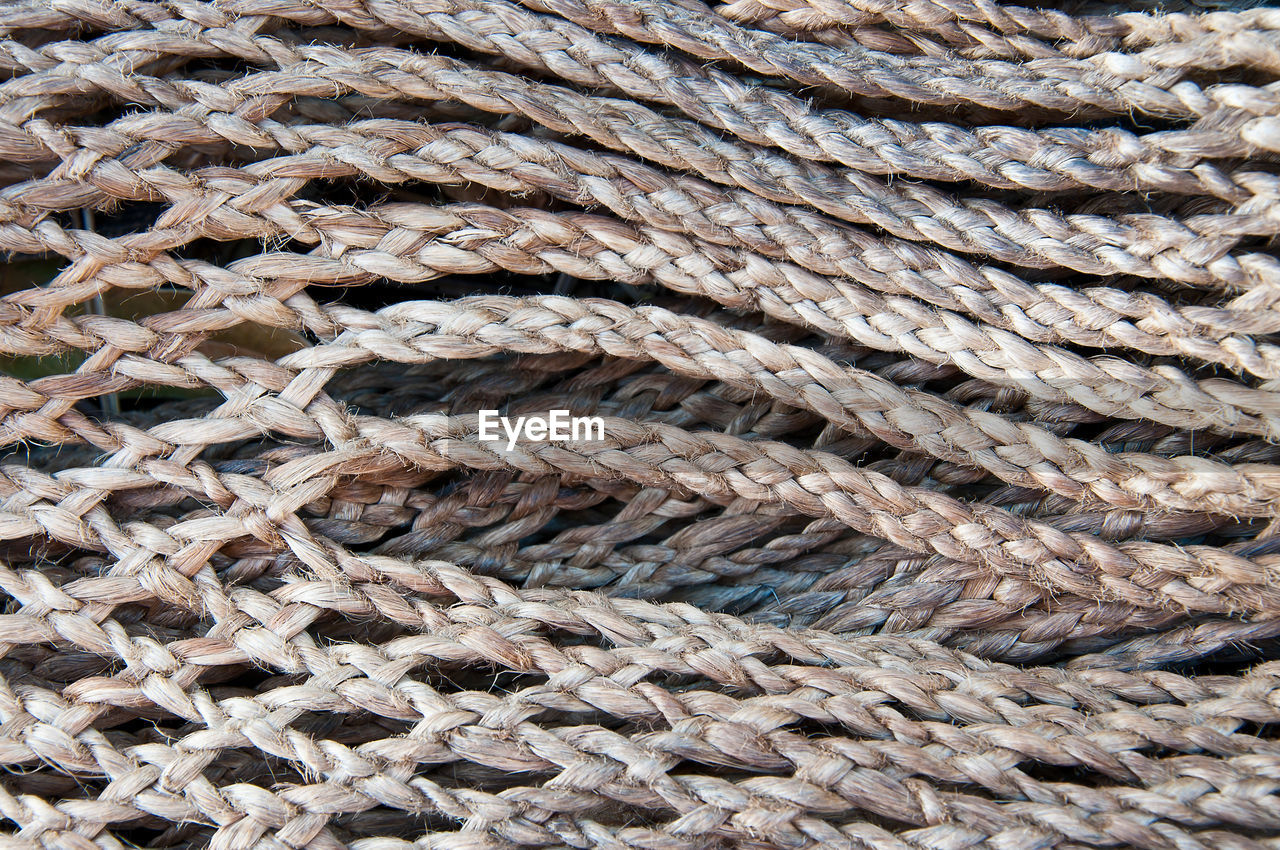 Full frame shot of braided ropes