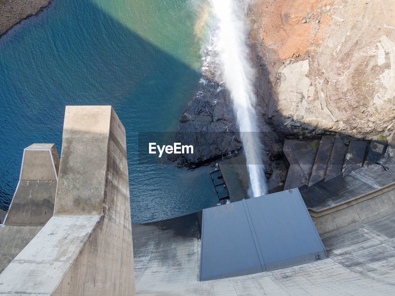 High angle view of katse dam hydroelectric power plant in lesotho, africa