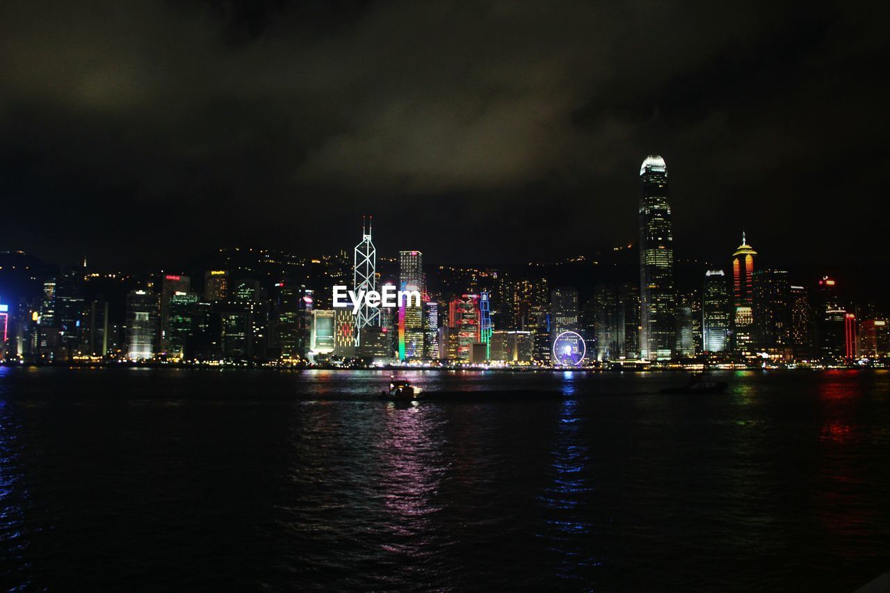 Illuminated skyline at victoria harbour