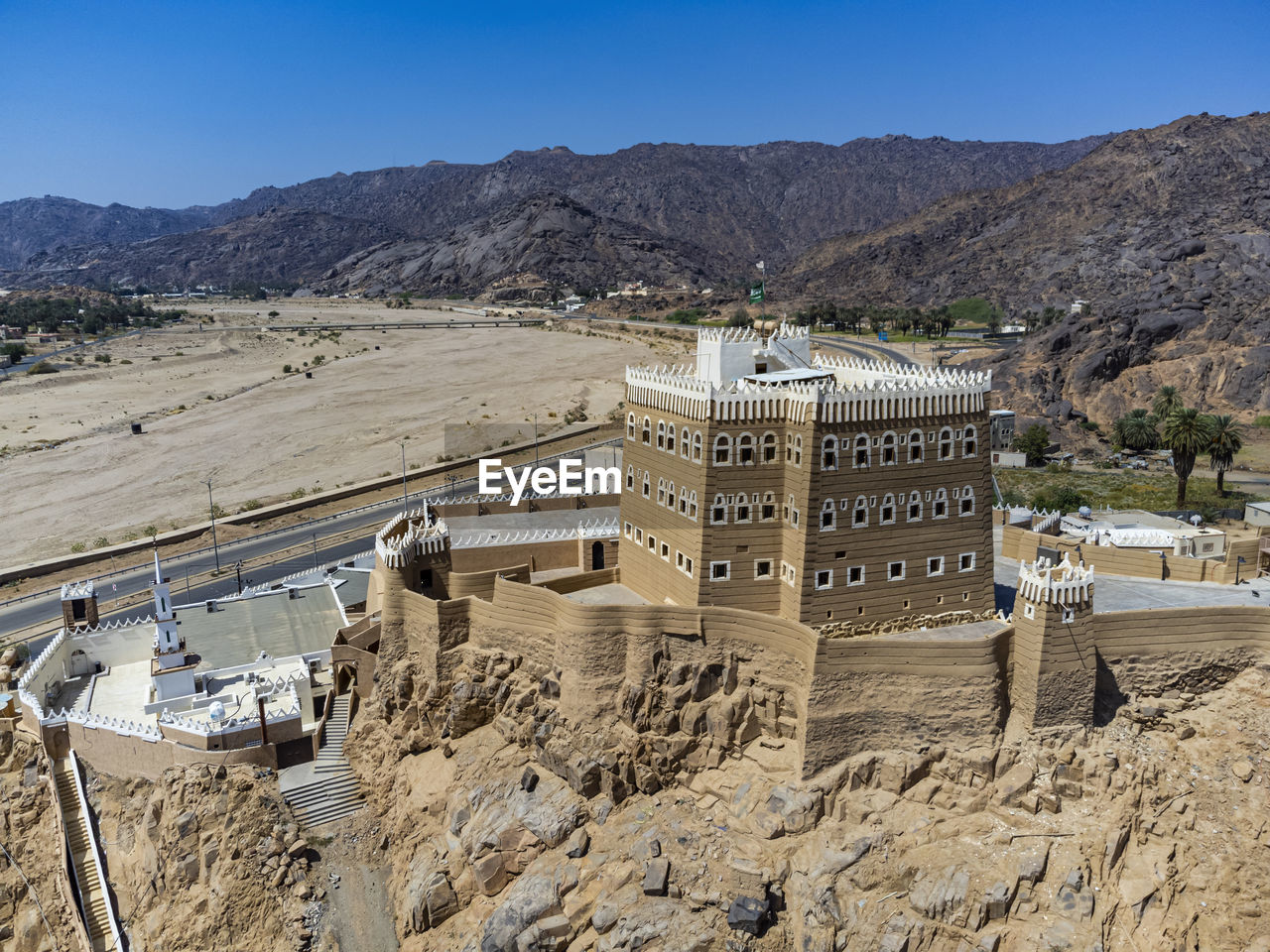 Saudi arabia, najran province, najran, aerial view of historic al-aan palace