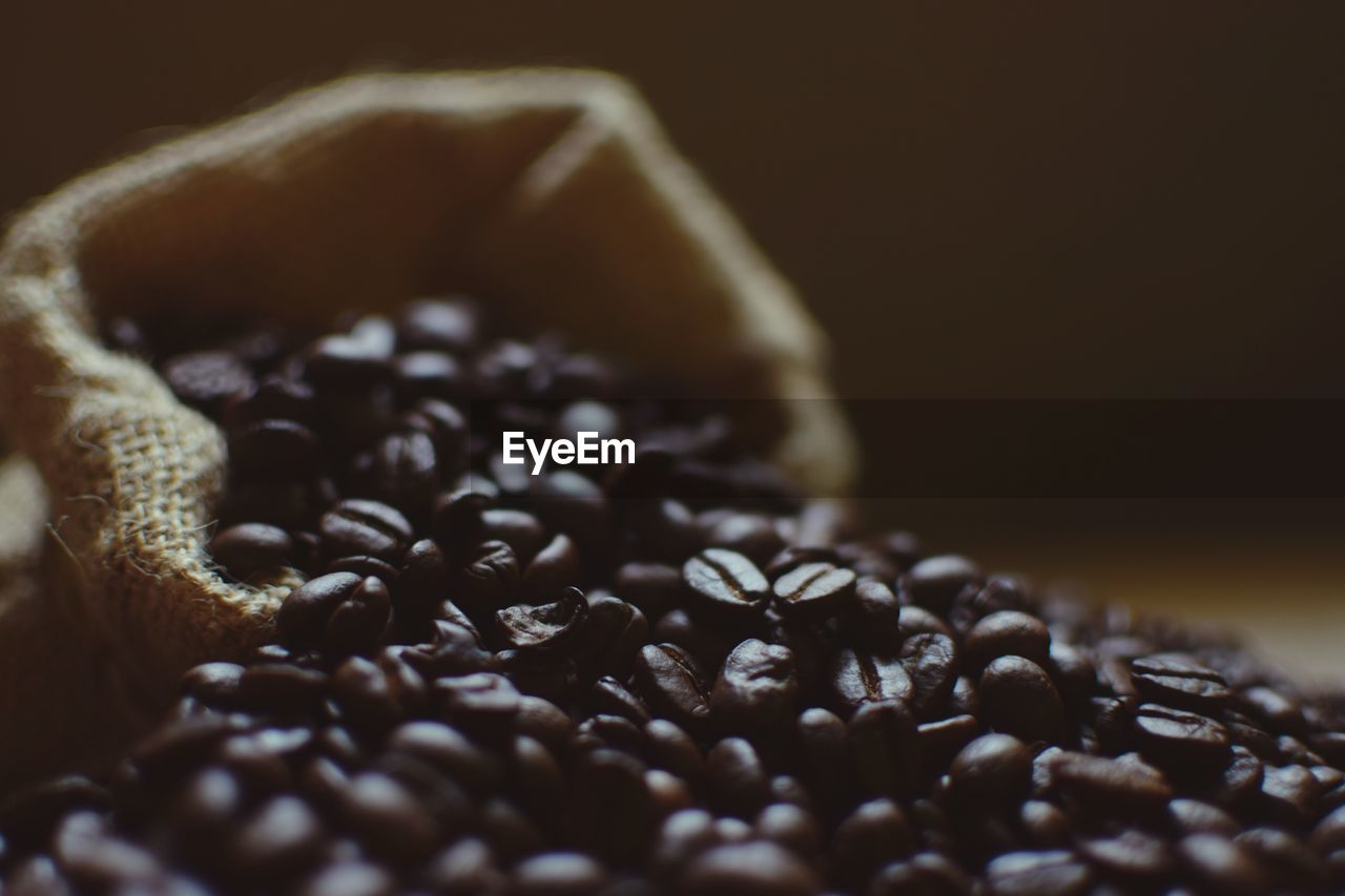 CLOSE-UP OF COFFEE BEANS AGAINST WHITE BACKGROUND