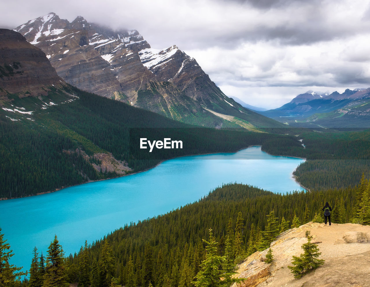 panoramic view of lake and mountains against sky