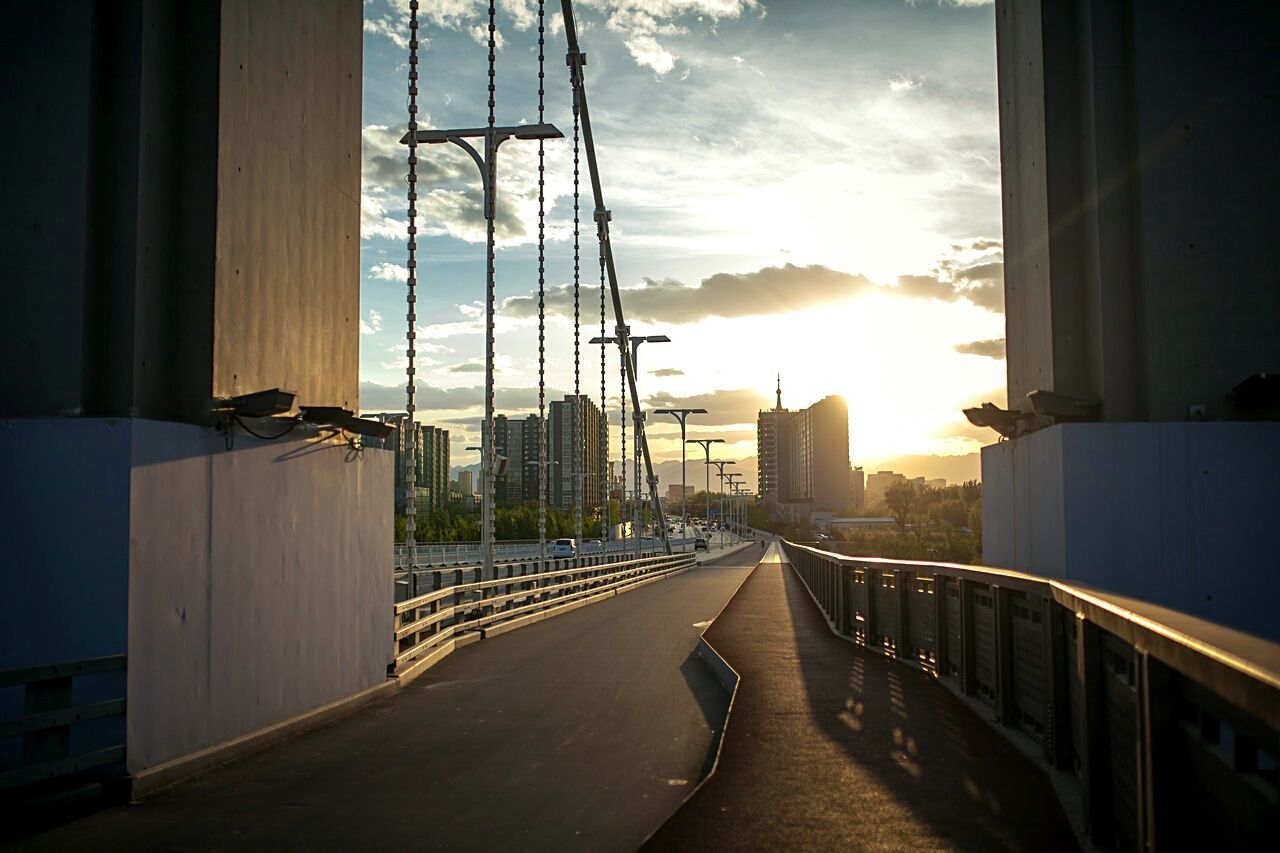 Empty road at sunset