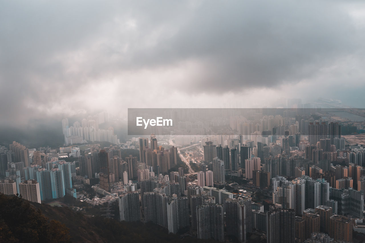 Hong kong city seen from lion rock peak