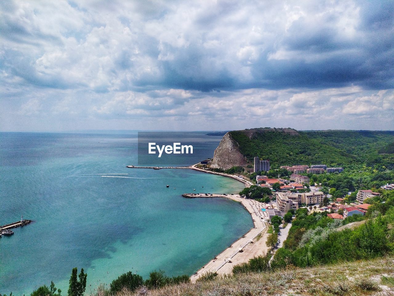 High angle view of sea against sky