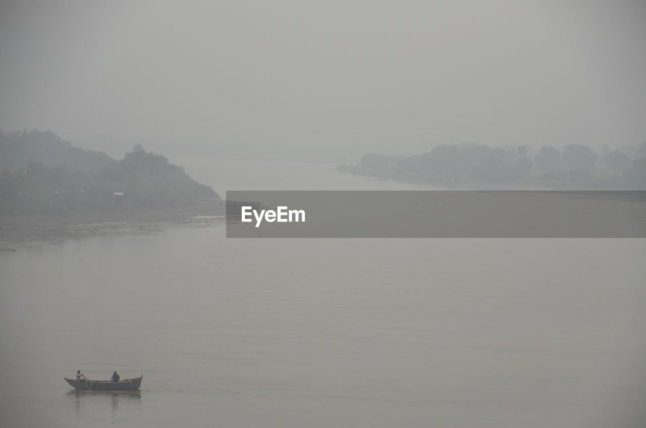Panoramic view of yamuna river from taj mahal in the early morning- agra