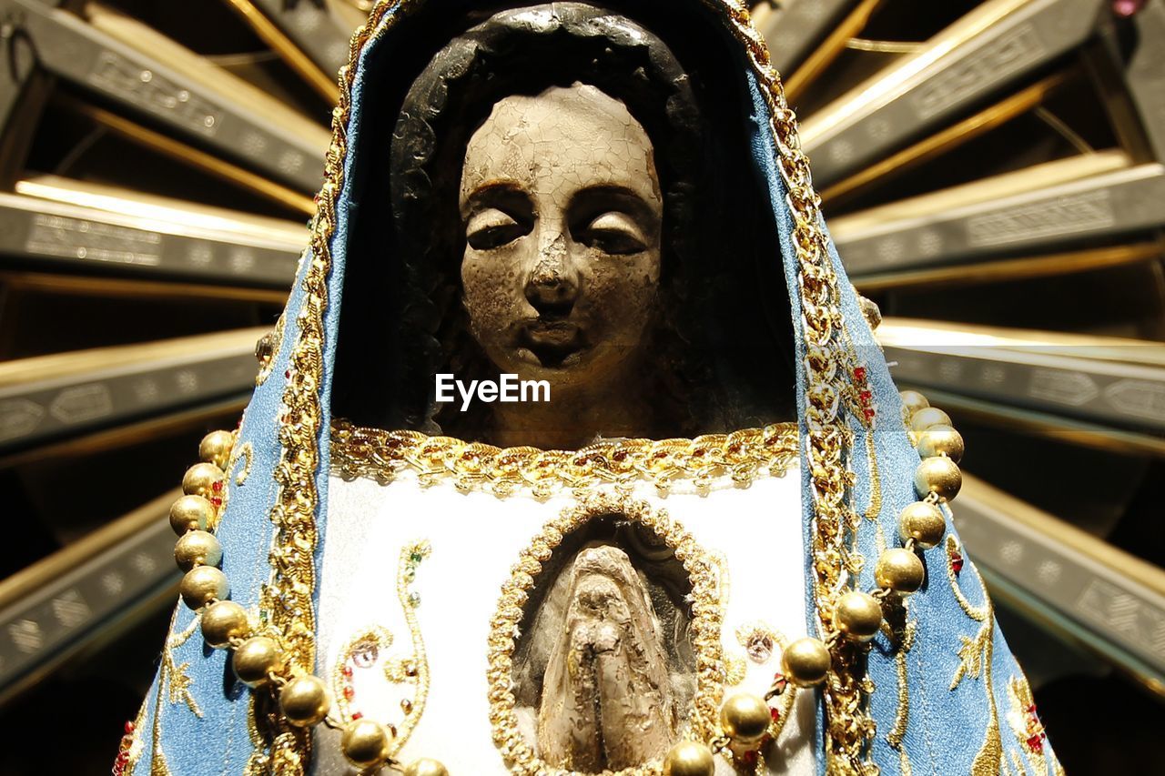 Close-up of virgin mary statue in church
