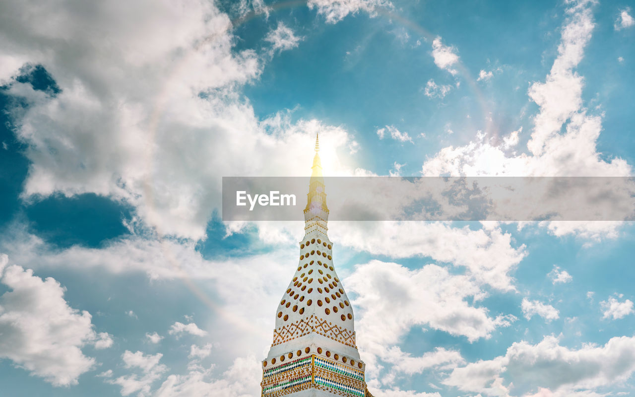 Low angle view of buddhist pagoda against sky