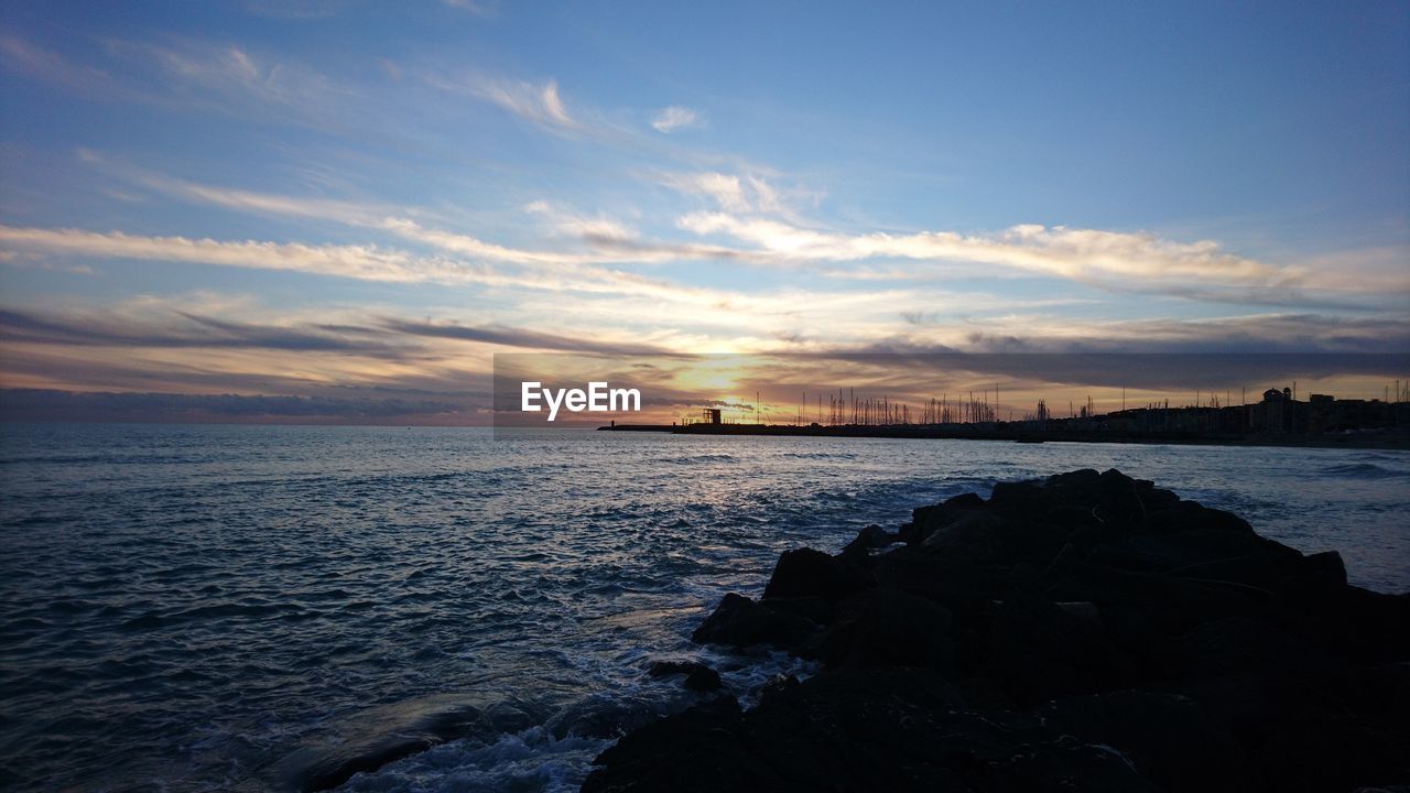 SCENIC VIEW OF SEA DURING SUNSET