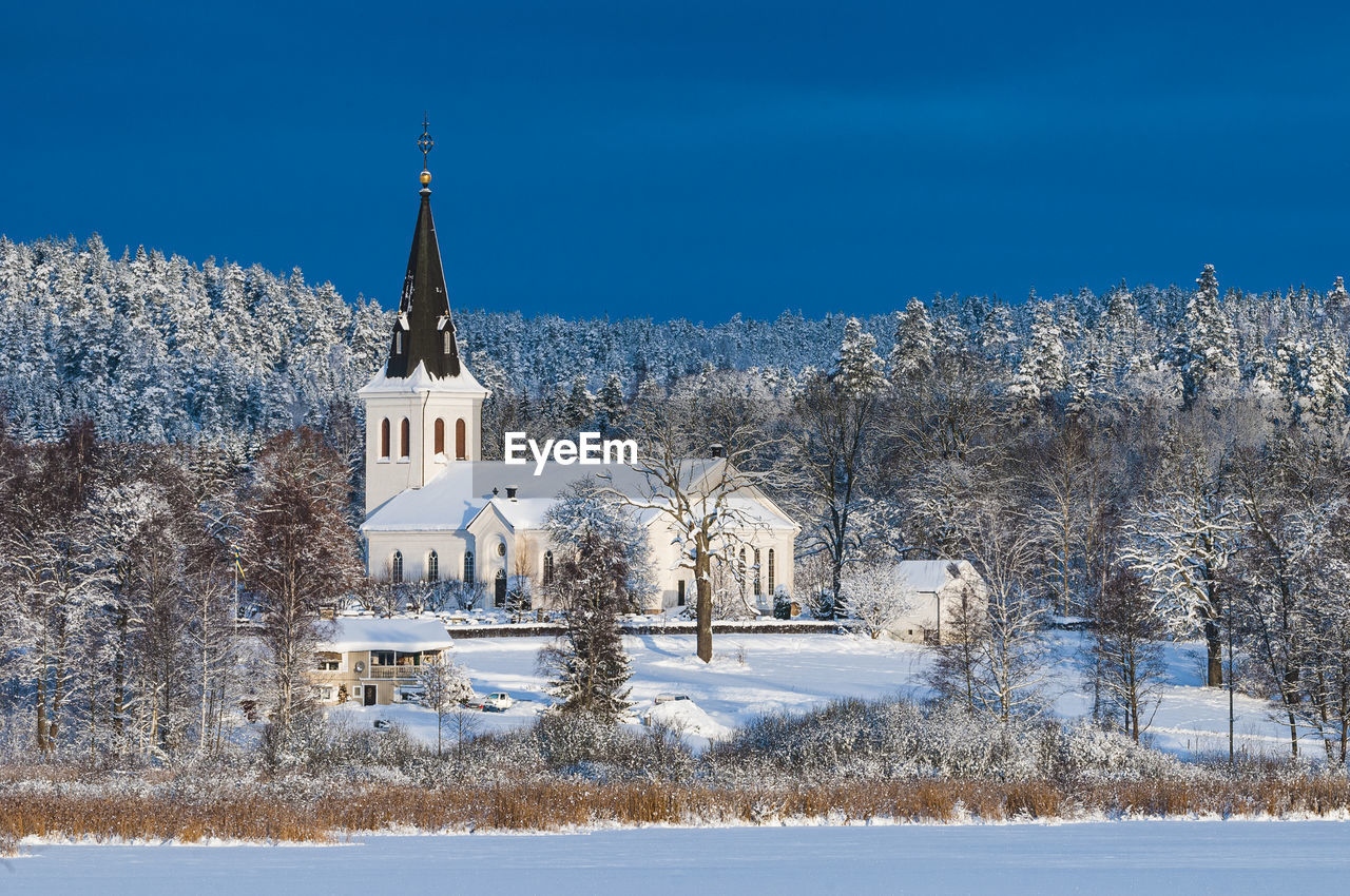 low angle view of church in water