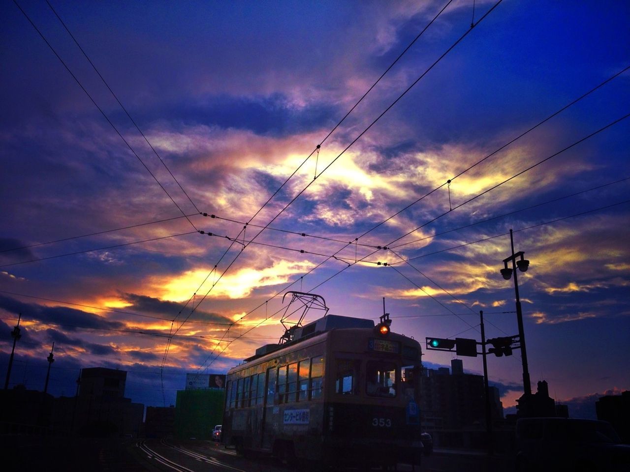 Cable car against dramatic sky