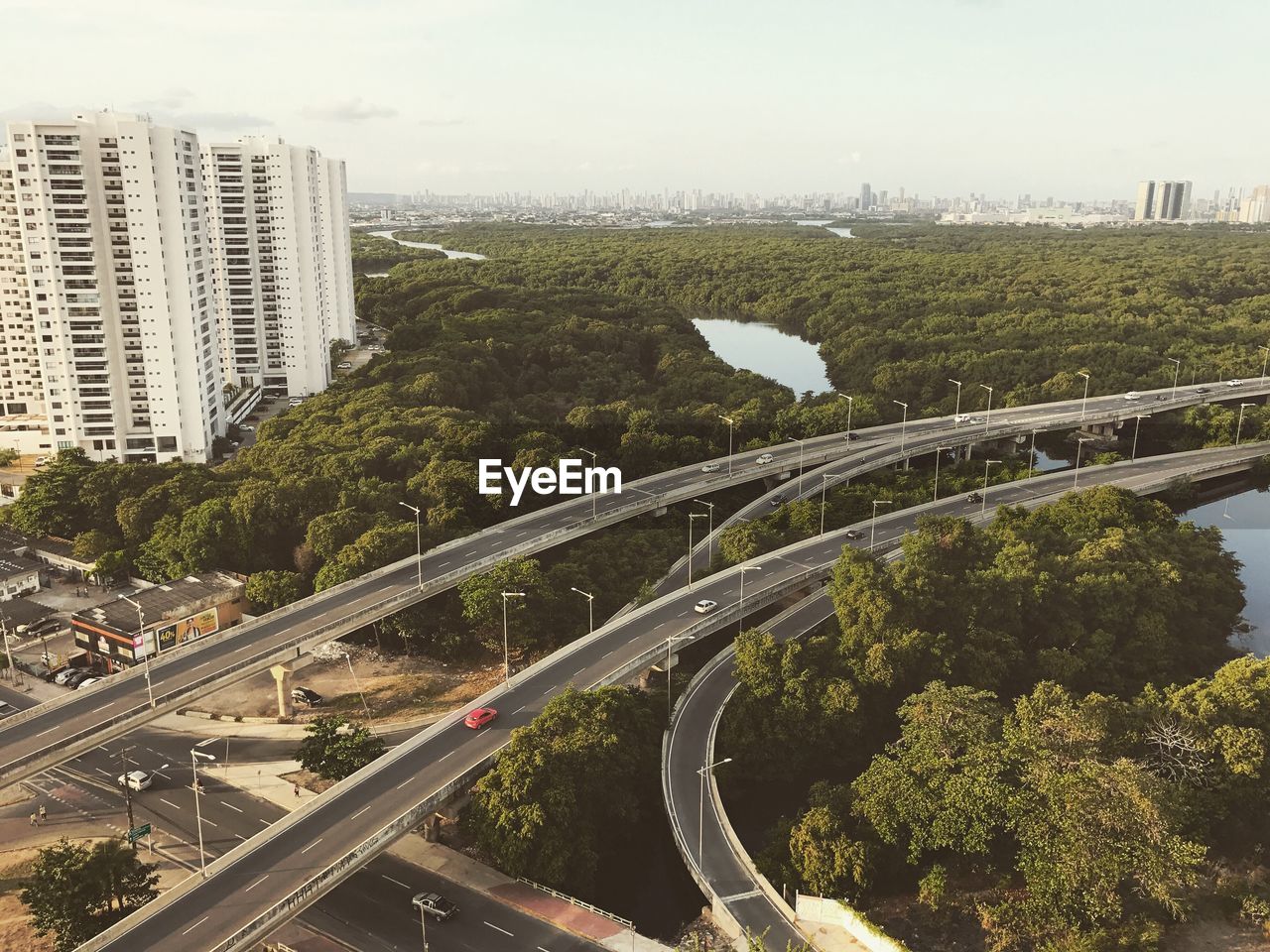 High angle view of cityscape against sky