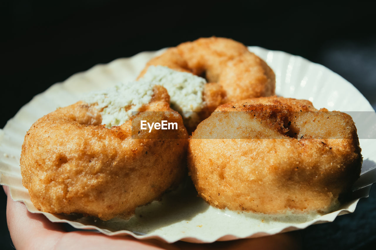 Close-up of indian food vada in plate