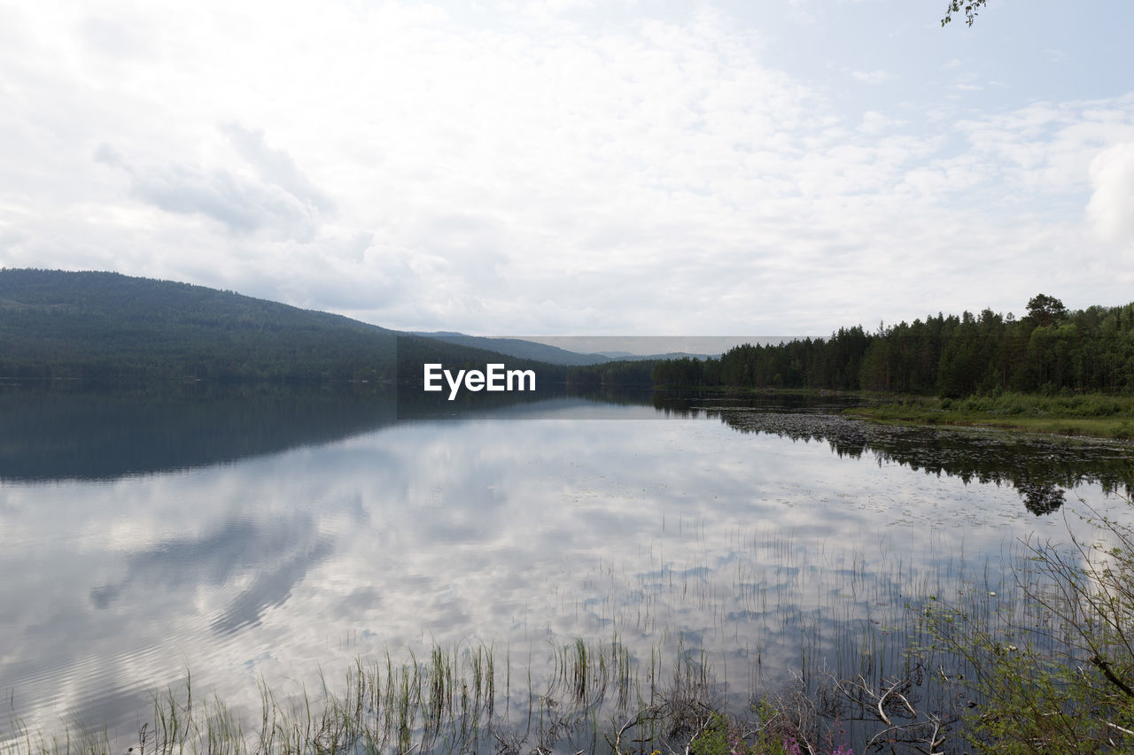 Scenic view of lake against sky