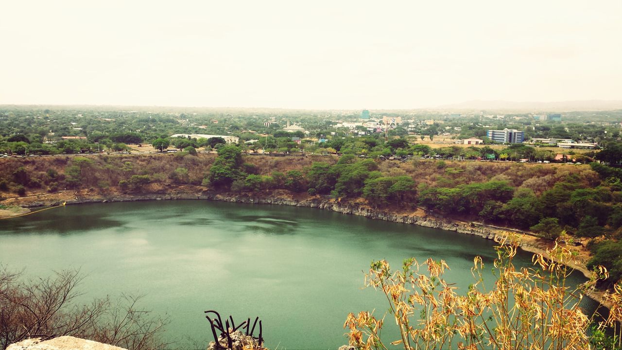 Lake and cityscape