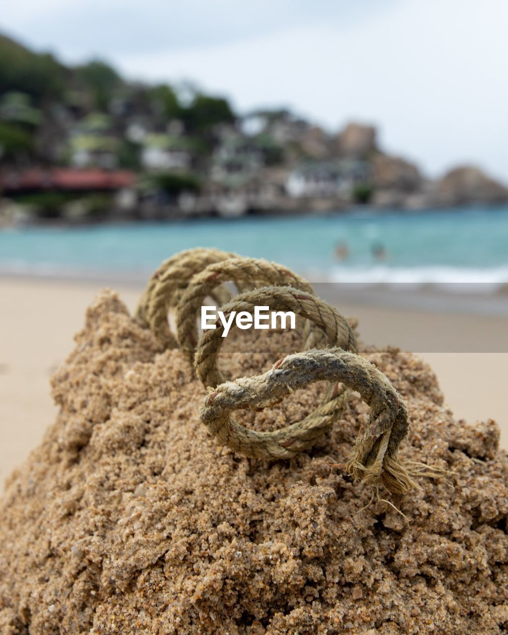 Close-up of rope on beach