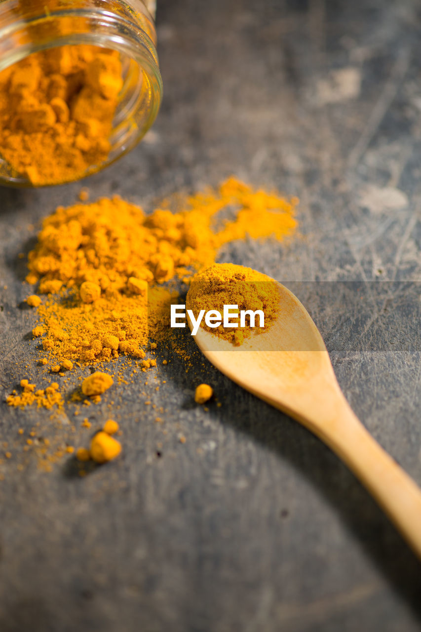 Close-up of turmeric on table