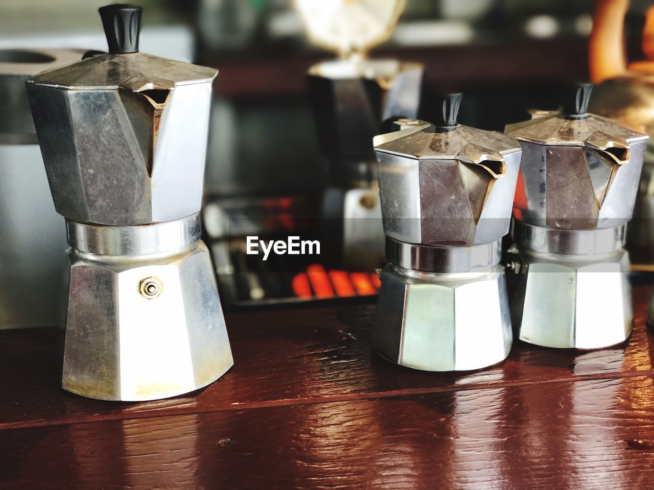 Espresso makers on table