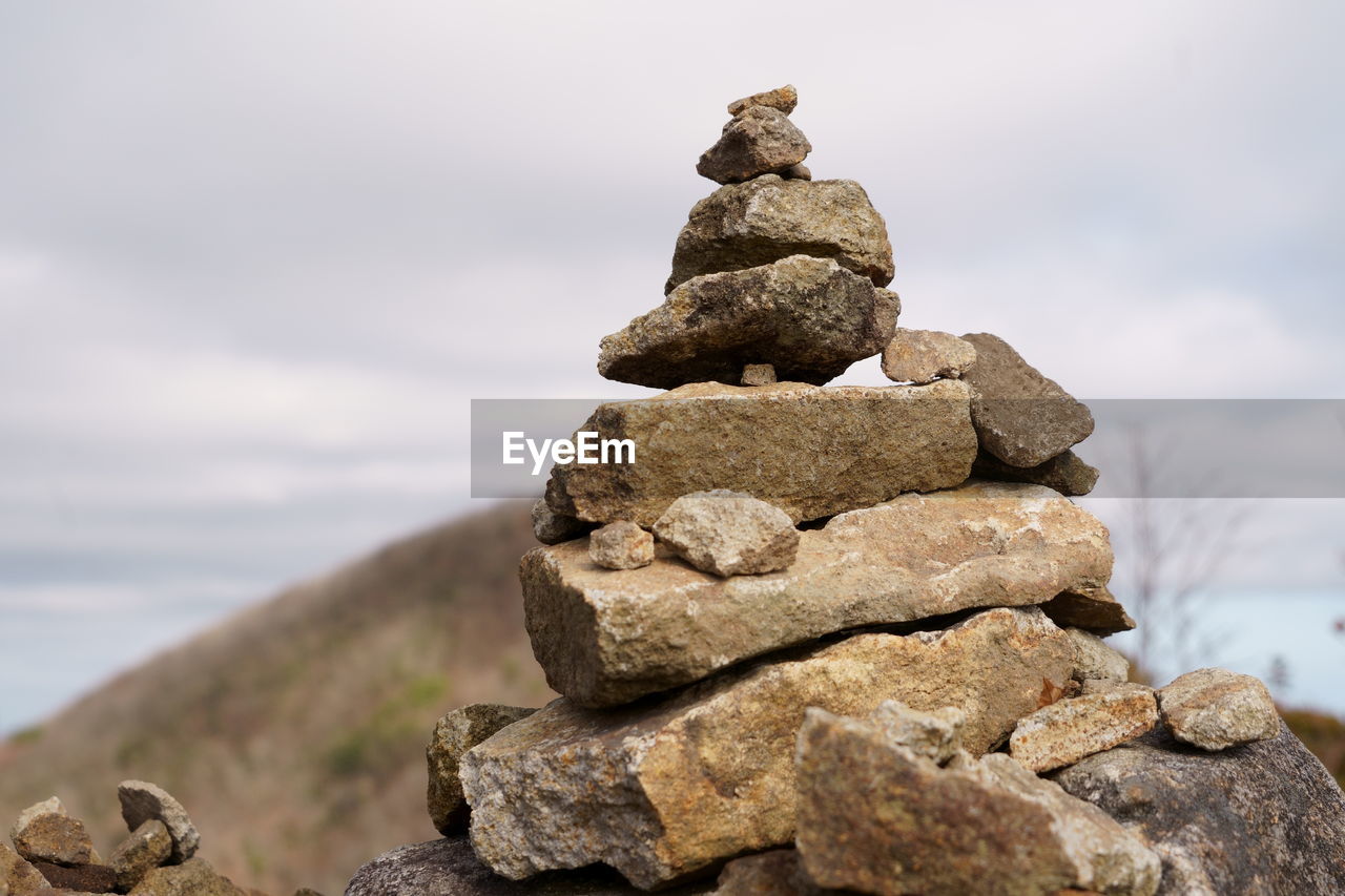Close-up of cairn